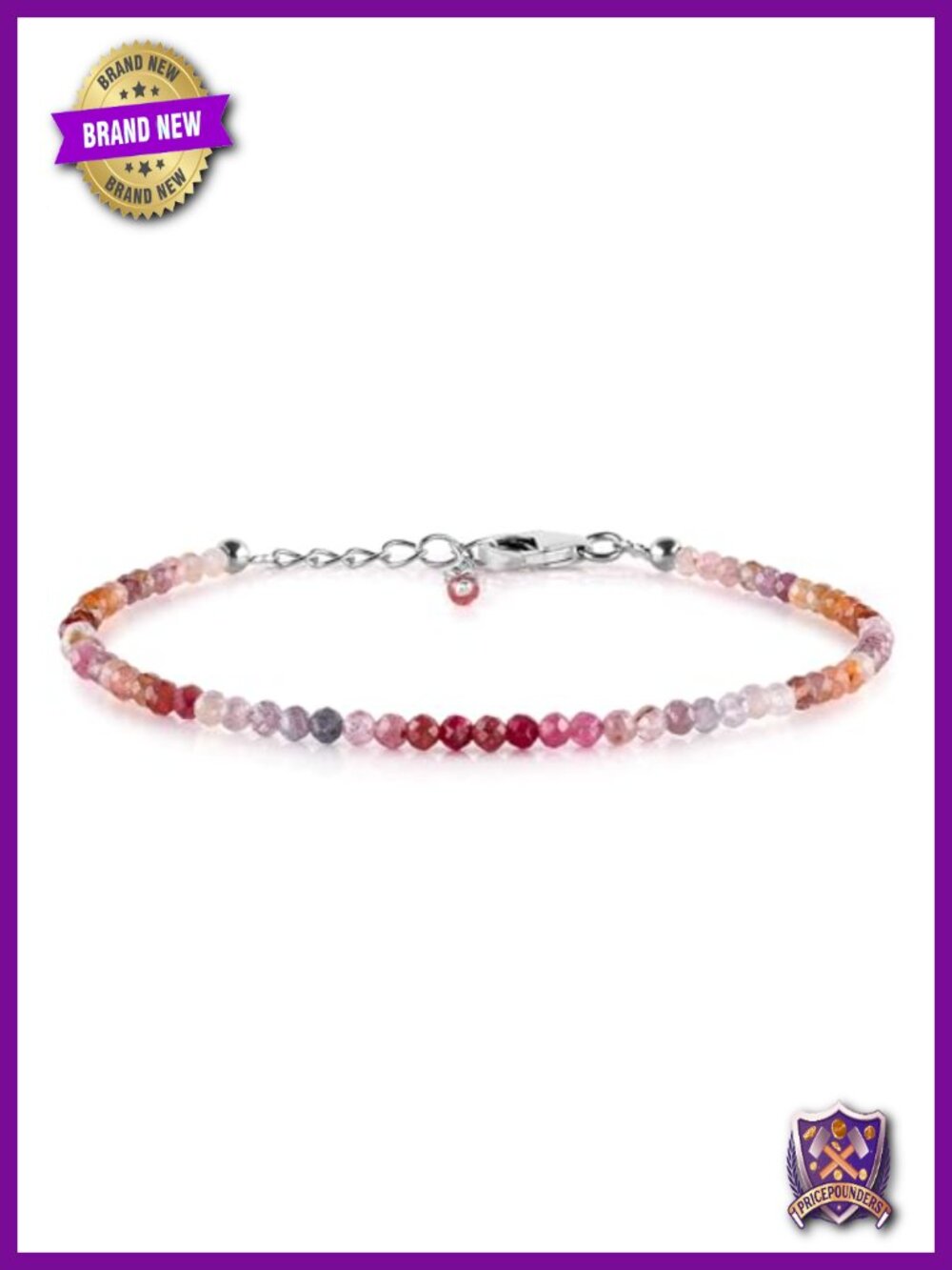 Natural Multi Spinel Bracelet, 925 Sterling Silver Dainty Gemstone Chain,
